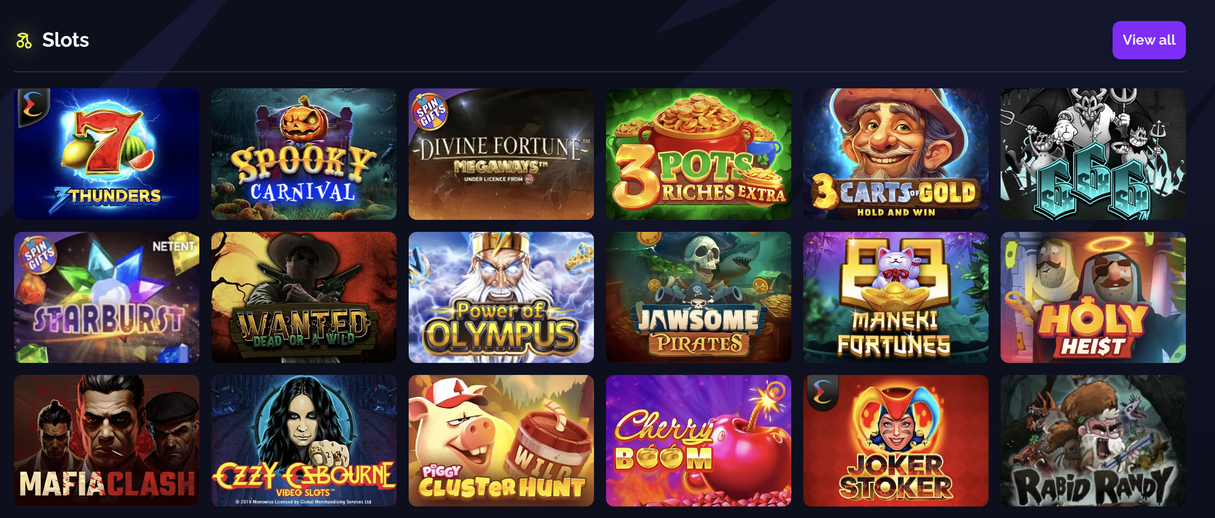 Schermata delle slot machine GoldBet